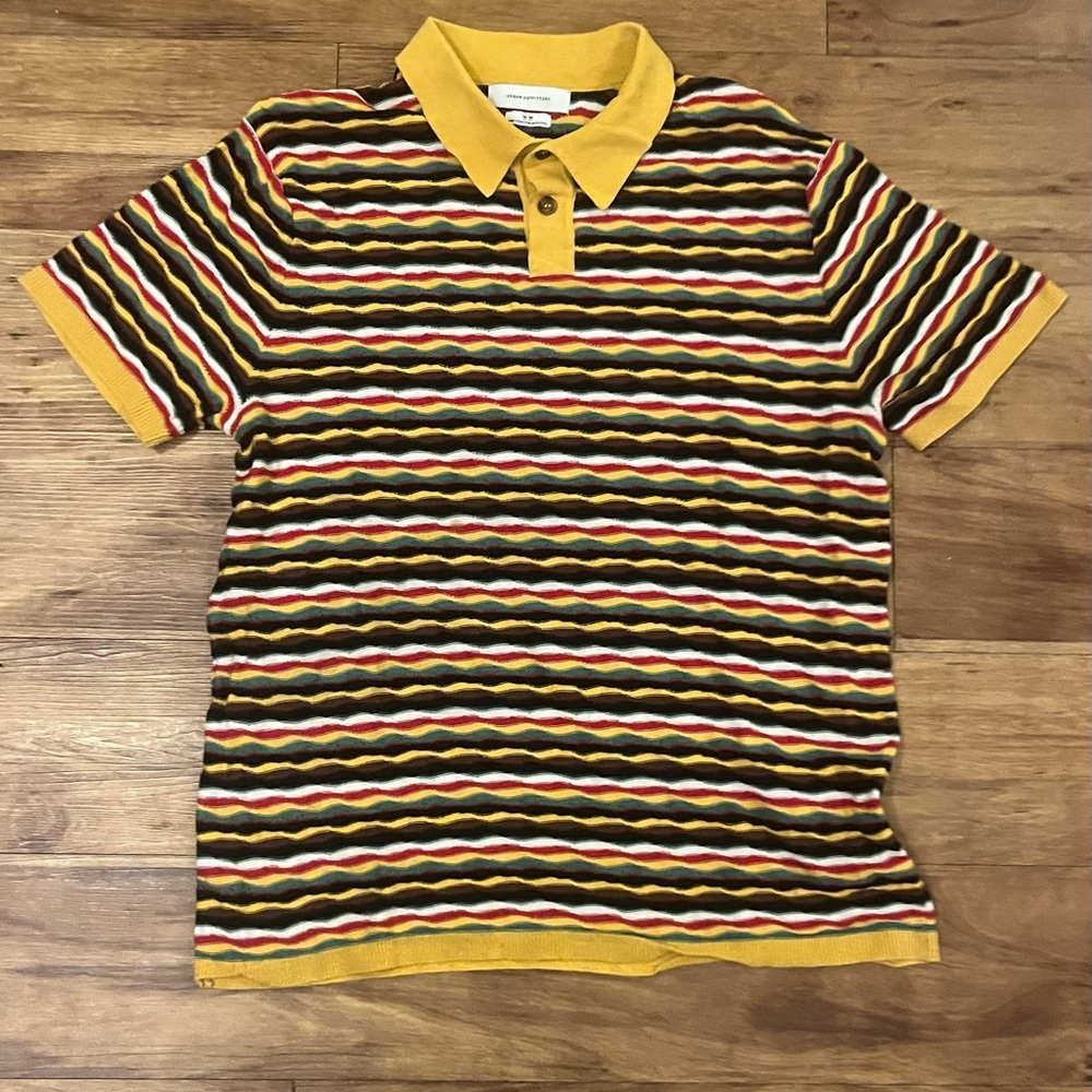 Urban Outfitters Striped Knit Polo - Yellow Multi - Picture 2 of 2